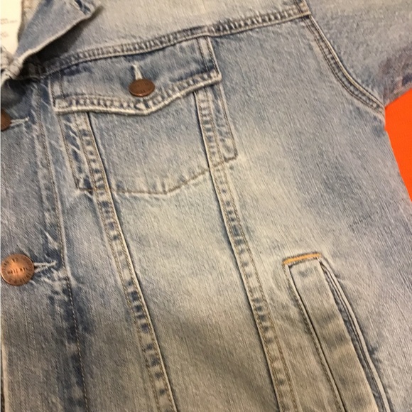 CURRENT ELLIOTT THE ROLLED SLEEVE TRUCKER JEANS JACKET PRE OWNED SIZE 1 - Picture 6 of 12